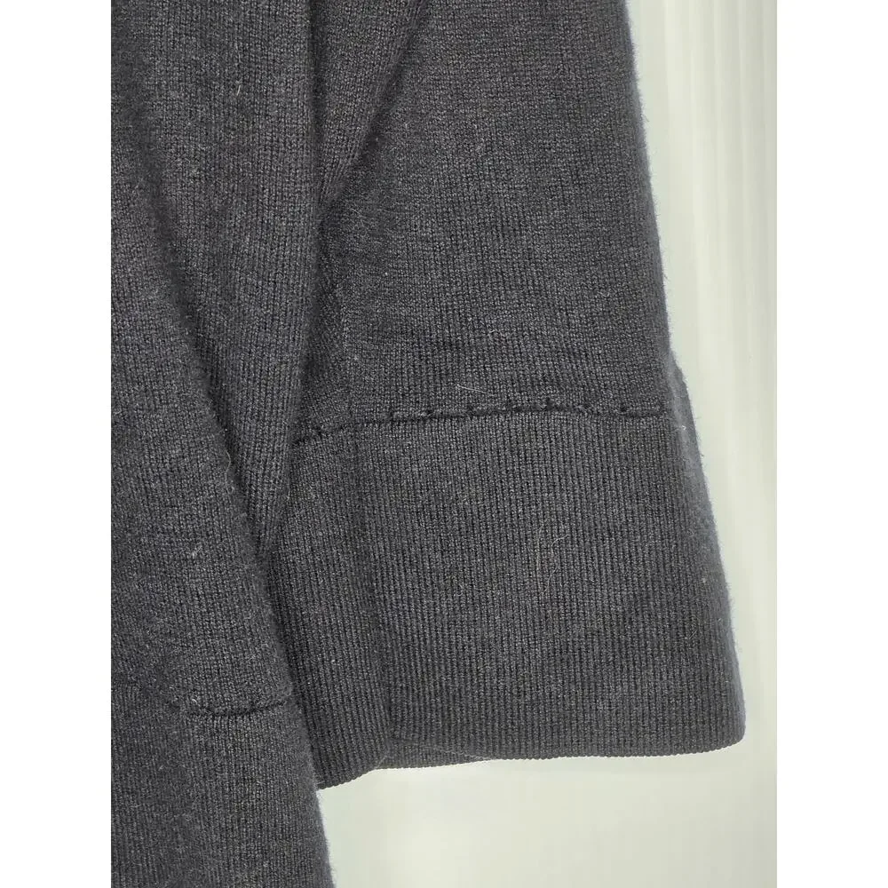 Kate Spade Size M Black Cardigan Sweater Embellished Neckline Cotton Silk Blend